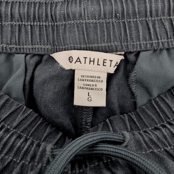 Athleta Retreat Linen Wide Leg Slit Pants Blue Womens Tall Comfy Beach - Picture 3 of 8